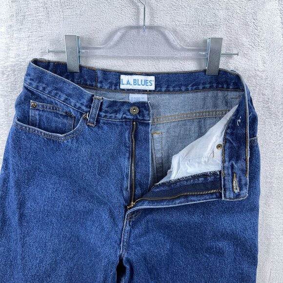 L.A. Blues Tapered Leg Jeans Classic 100% Cotton Women's Blue Size 12 Long - Picture 4 of 10